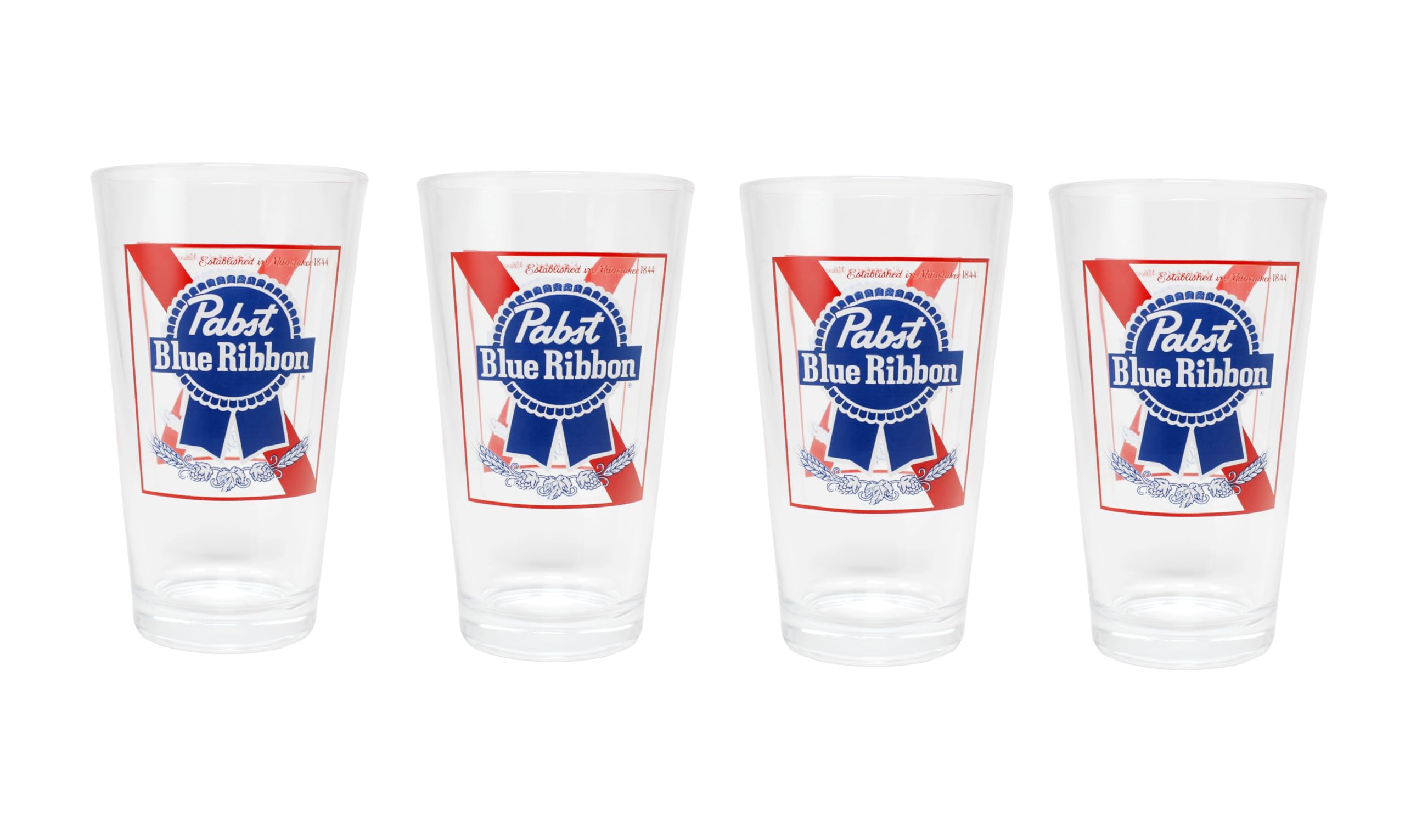 Amazon.com | Pabst Blue Ribbon PBR Beer Glasses Set of 4: Beer Glasses